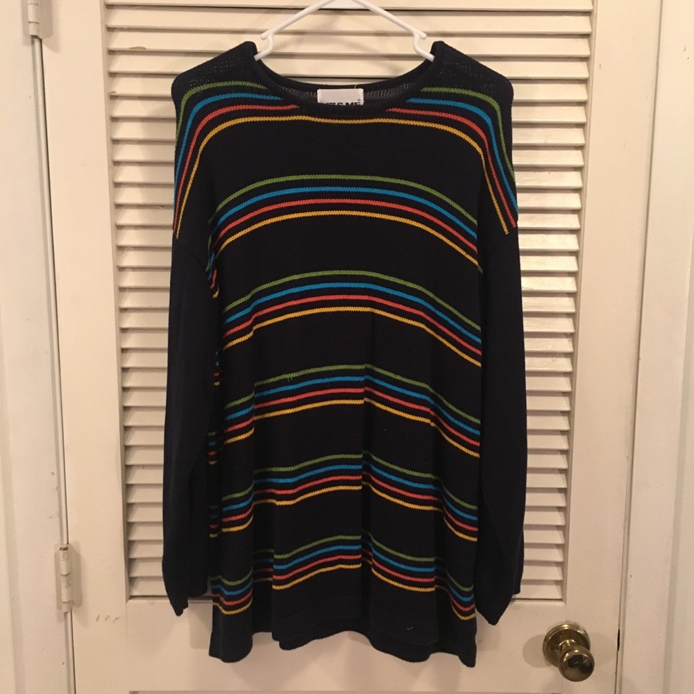 Liz & Me Sweater Navy Blue with Stripes